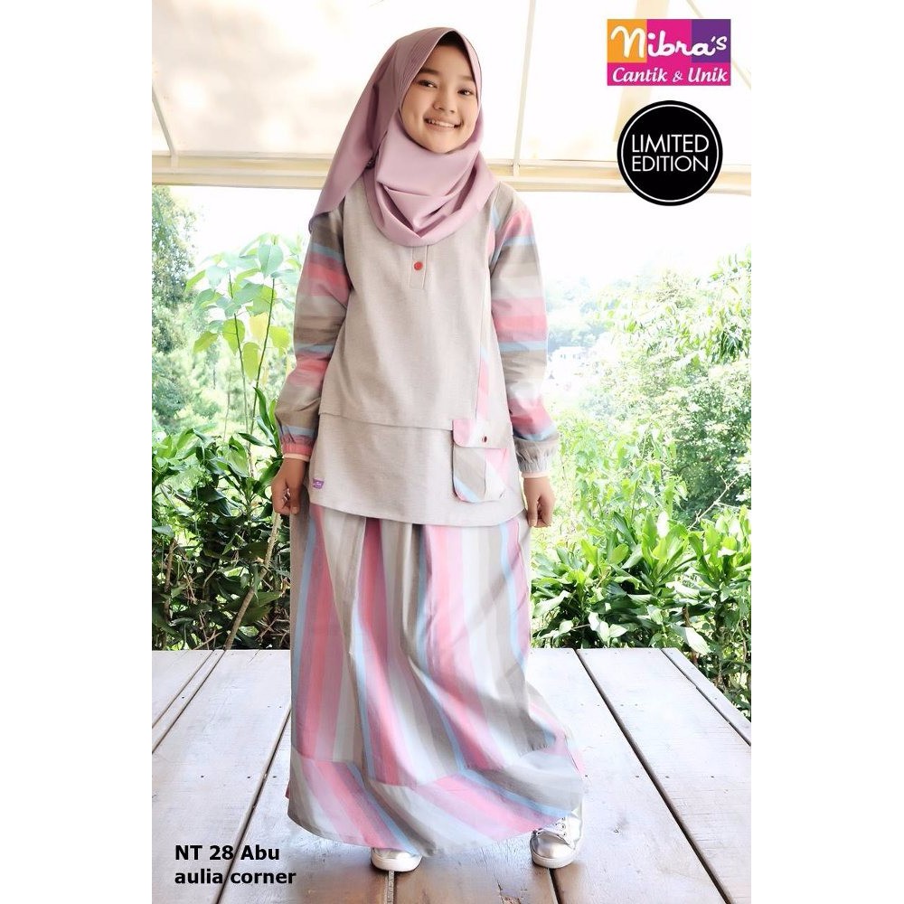 Terbaru Gamis Setelan Remaja Model Baju Muslim Terbaru Nibras Nt 28 Abu Silver Original Shopee Indonesia