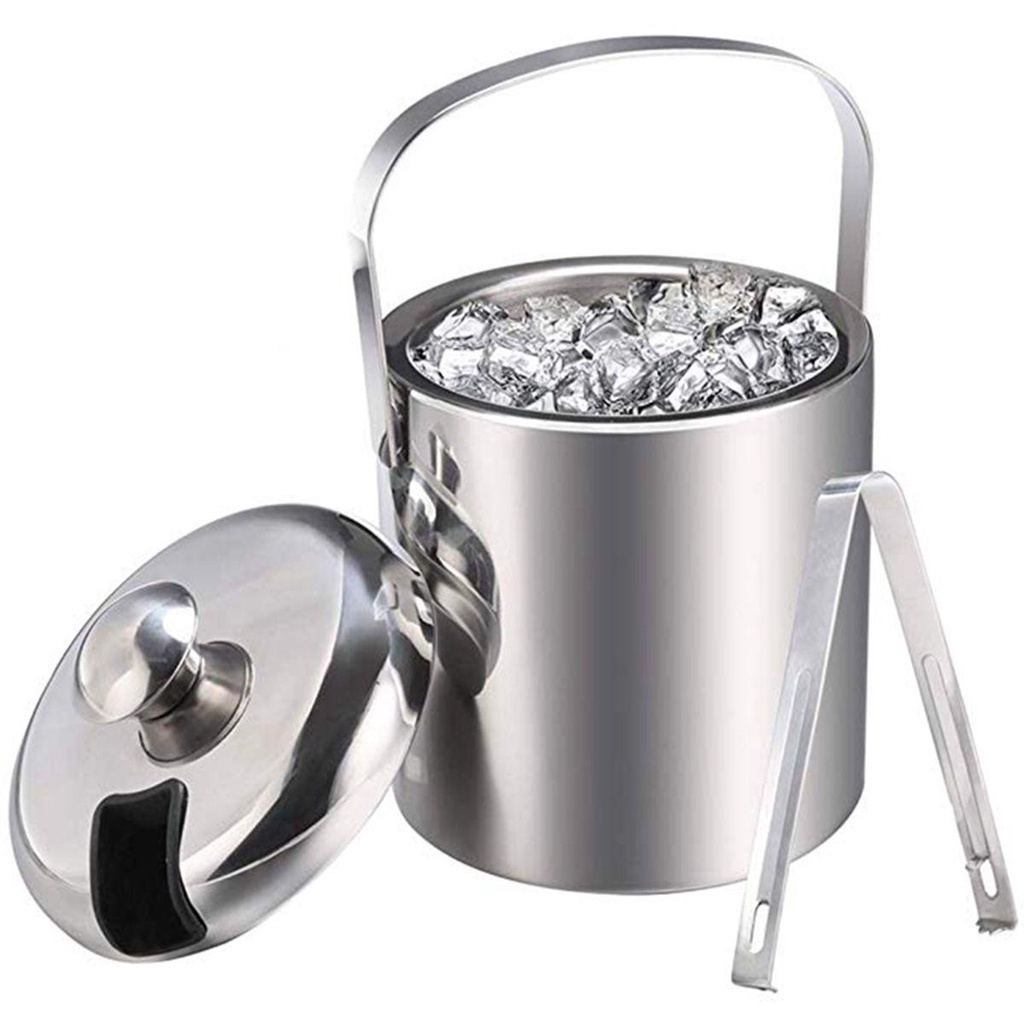 [Elegan] Ice Bucket Stainless Steel Dapur Wine Bar Rumah Pendingin