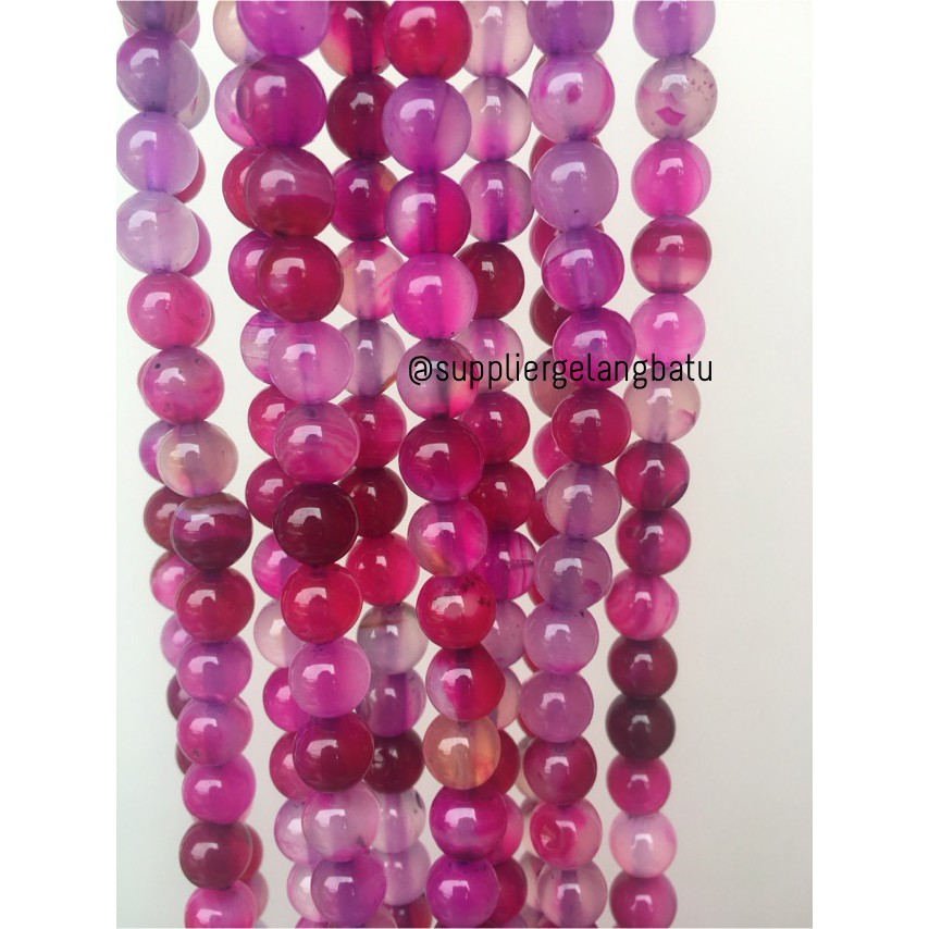 bahan batu 8mm Purple Agate glossy aksesoris korea gelang kalung batu model khas pria wanita fashion