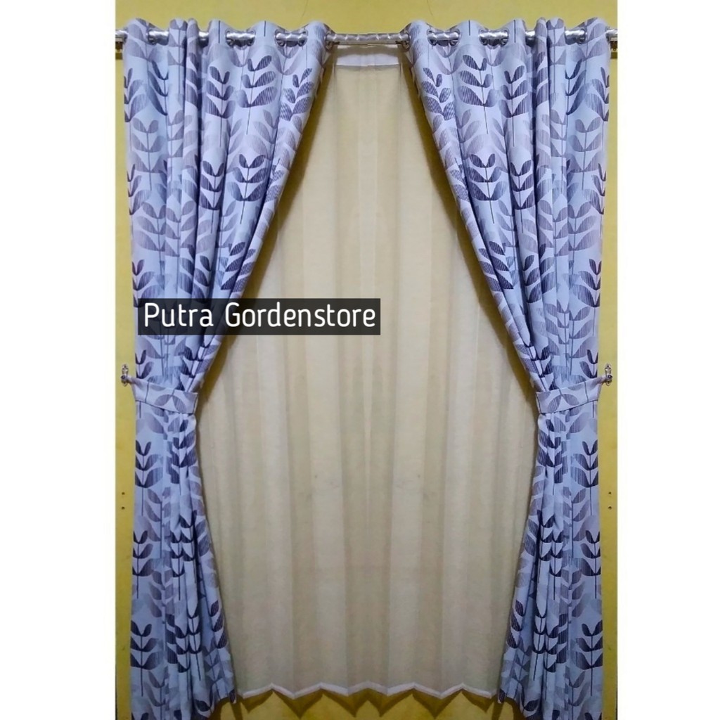 Gorden Jendela Ruang Tamu motif daun blezer