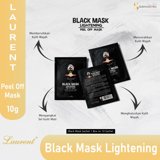 LAURENT BLACK MASK PEEL OFF LIGHTENING / MASKER PEMBERSIH WAJAH  10 GRAM