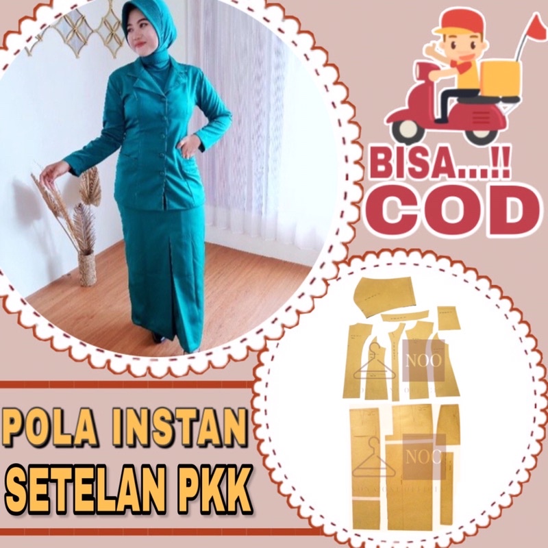 BISA COD✔️ Pola instan setelan seragam baju pkk - pola jiplak seragam pkk - pola jahit seragam pkk t