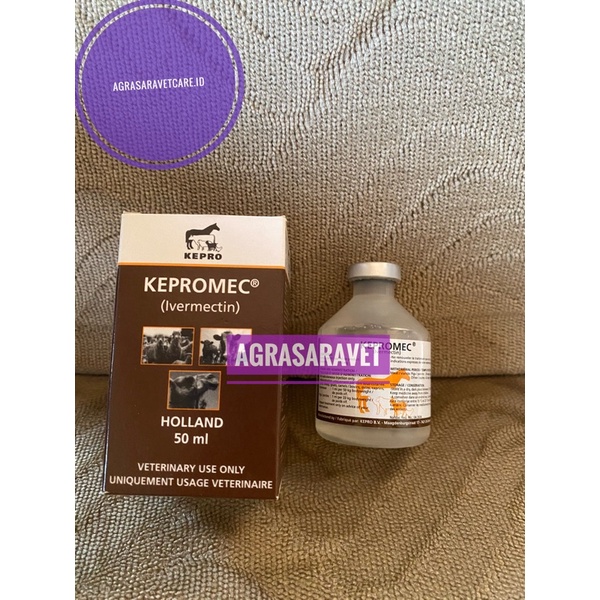 KEPROMEC INJEKSI 50 ml - obat cacing, gudig, scabies, gurem hewan SEPERTI INTERMECTIN INJECT