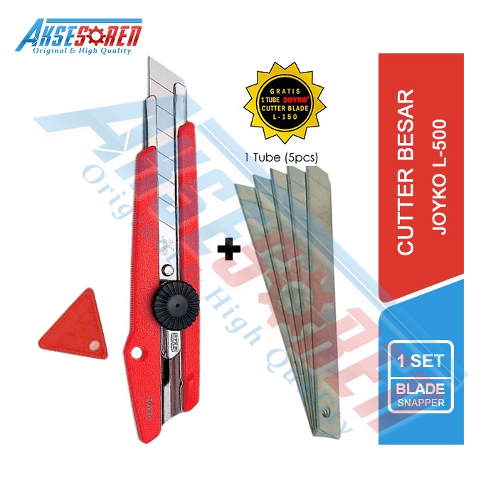 

Cutter Besar Joyko [L-500/1 pcs] + Isi [L-150/5 pcs] / Alat Pemotong Kertas Kain Plastik