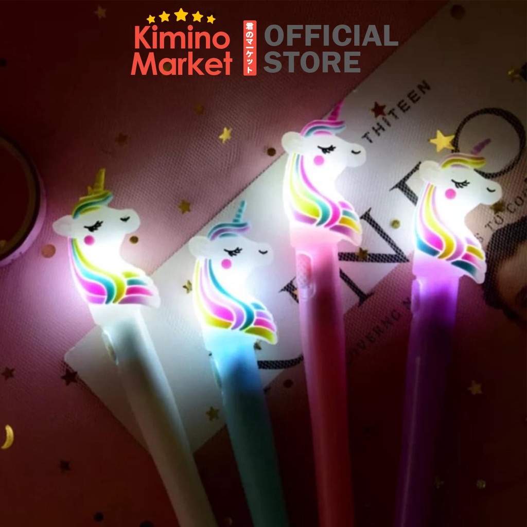 Pulpen Unicorn Lampu LED Light Pen Pena Cahaya Alat Tulis Sekolah