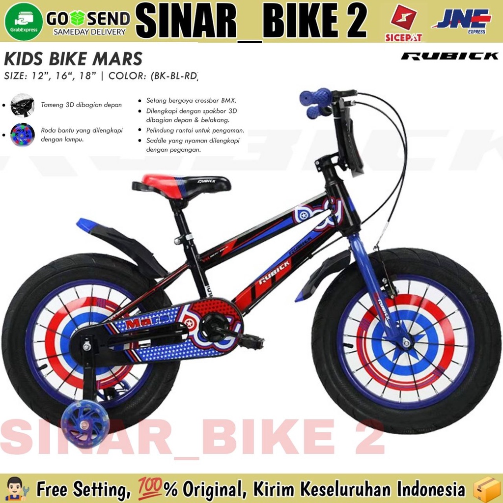 Sepeda Anak  Laki-Laki Bmx Rubick mars 12, 16 Dan 18 Inch