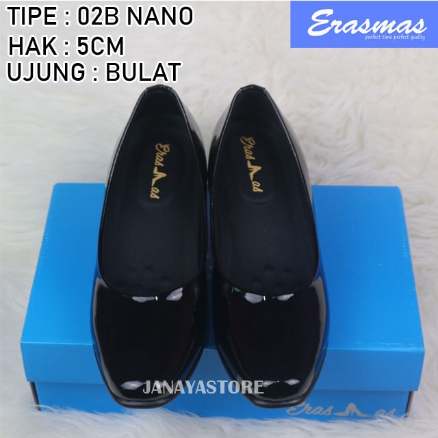 Sepatu Dinas PDH Kantor Bulat 02B Erasmas Persit Bhayangkari Polwan PNS Hak 5cm