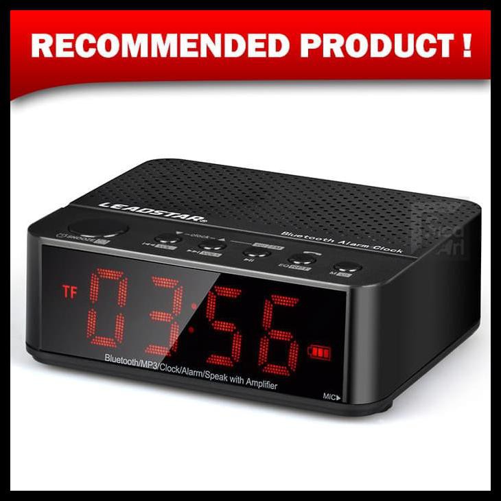 TERMURAH SPEAKER MINI BLUETOOTH + RADIO FM + JAM MEJA + JAM WEKER DIGITAL - HITAM !