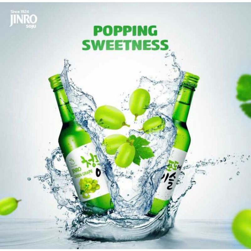 Soju Jinro Greengrape anggur  360ml botol Chamisul Jinro Chamisul Anggur Soju import 360ml Soju Korea jinro Anggur