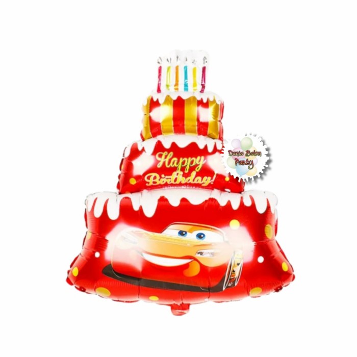 Balon Foil Happy Birthday Cars / Kue Ulang Tahun Motif Cars Mini