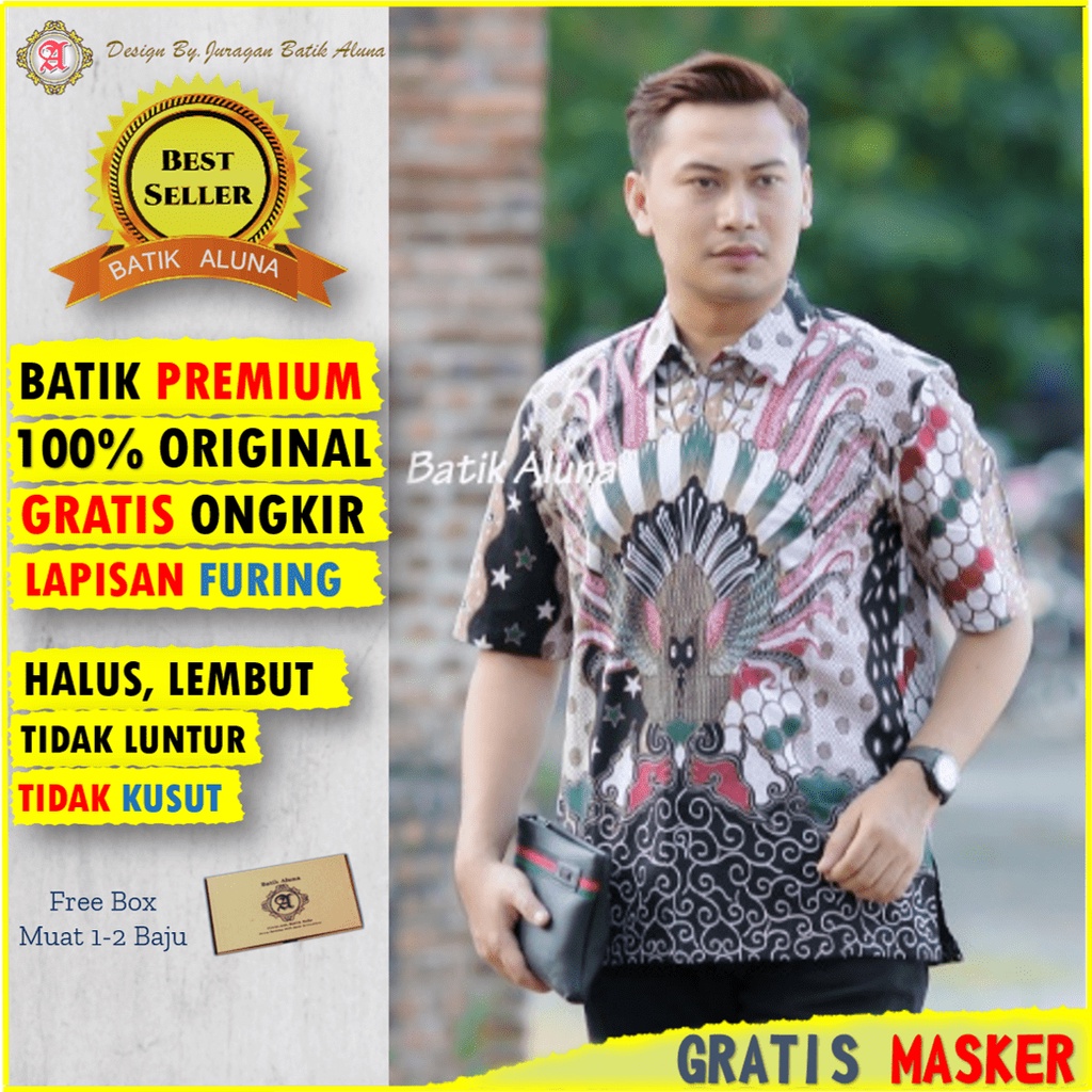 Atasan Batik Pria Lengan Pendek Premium Modern/Batik Prabuseno Pria Original Kemeja Batik Pria Lenga