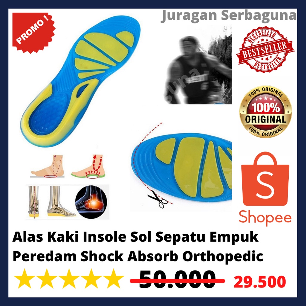 Alas Kaki Insole Sol Sepatu Empuk Peredam Shock Absorb Orthopedic