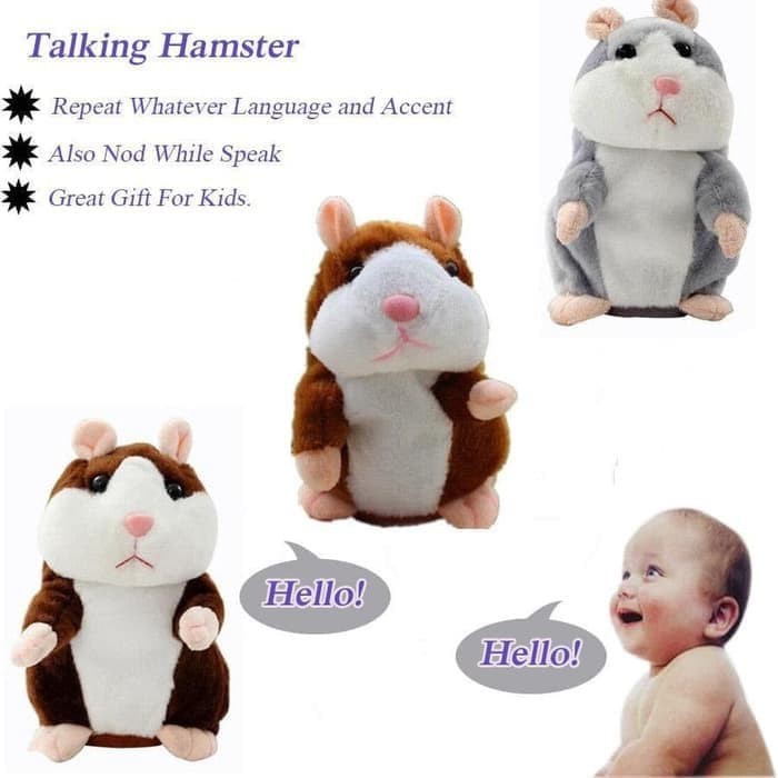 MAINAN BONEKA HAMSTER BISA BICARA DAN BERGERAK - TALKING HAMSTER