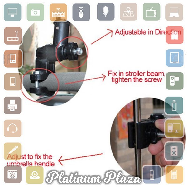 Retractable Holder Payung Multifungsi Sepeda Stroller Kereta Bayi - Black`CJLL6D-