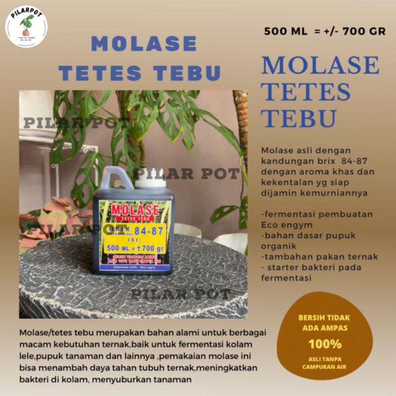 MOLASE TETES TEBU PREMIUM MURNI ASLI TANPA CAMPURAN KEMASAN 500ML - MOLASE 500 ML