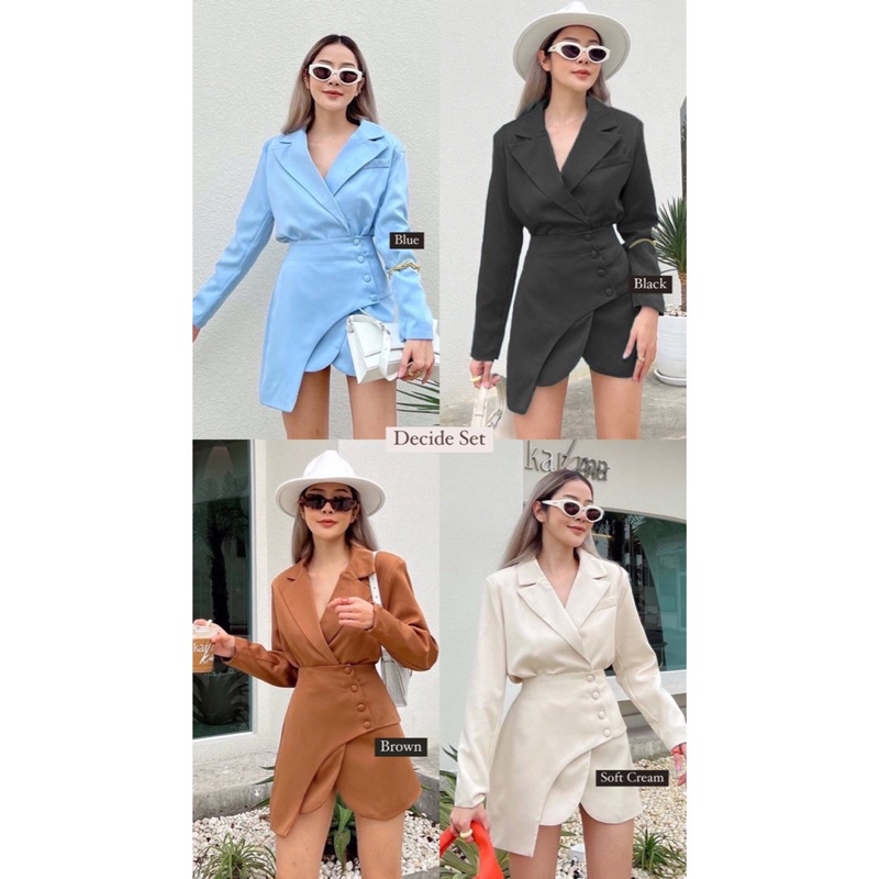 SET0096 DECIDE KOREAN STYLE VINTAGE MINI SET SETELAN WANITA ROK BLAZER