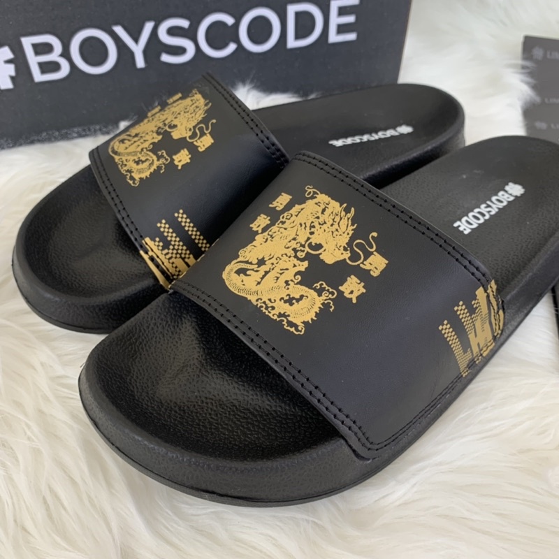 (NEW) Sendal Selop Pria BOYSCODE Series Dragon Sea Black Gold/ Sendal Flip Flop Slippers