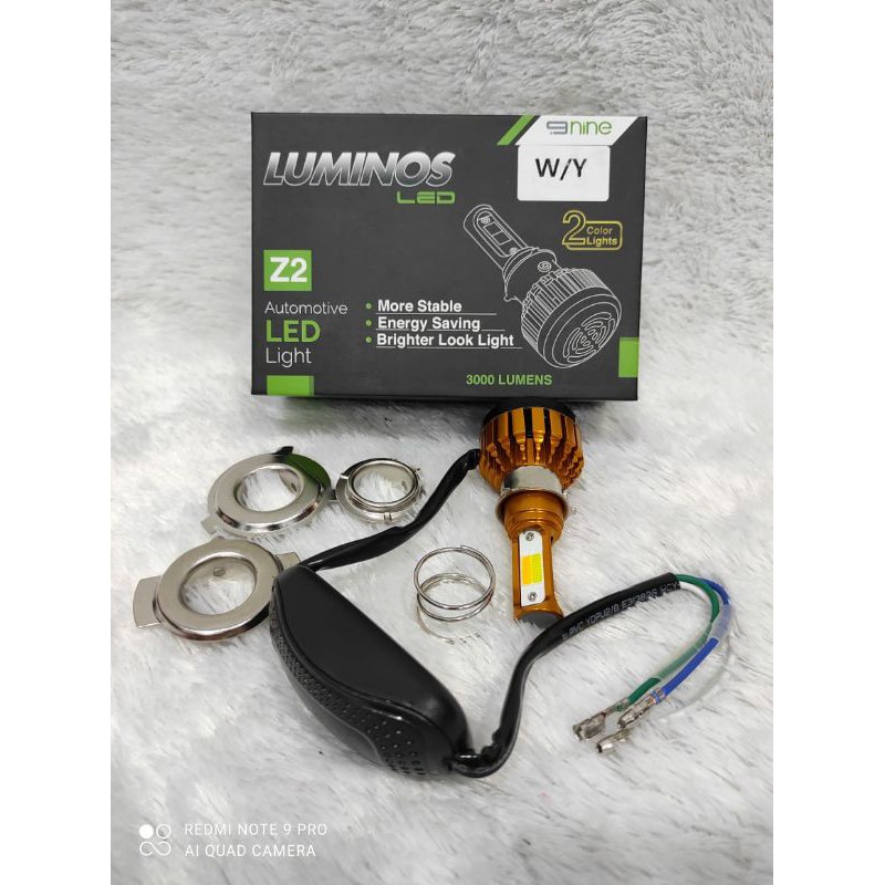 Lampu Depan NINE LuminosLED Z2 LED 2 warna Putih/Kuning
