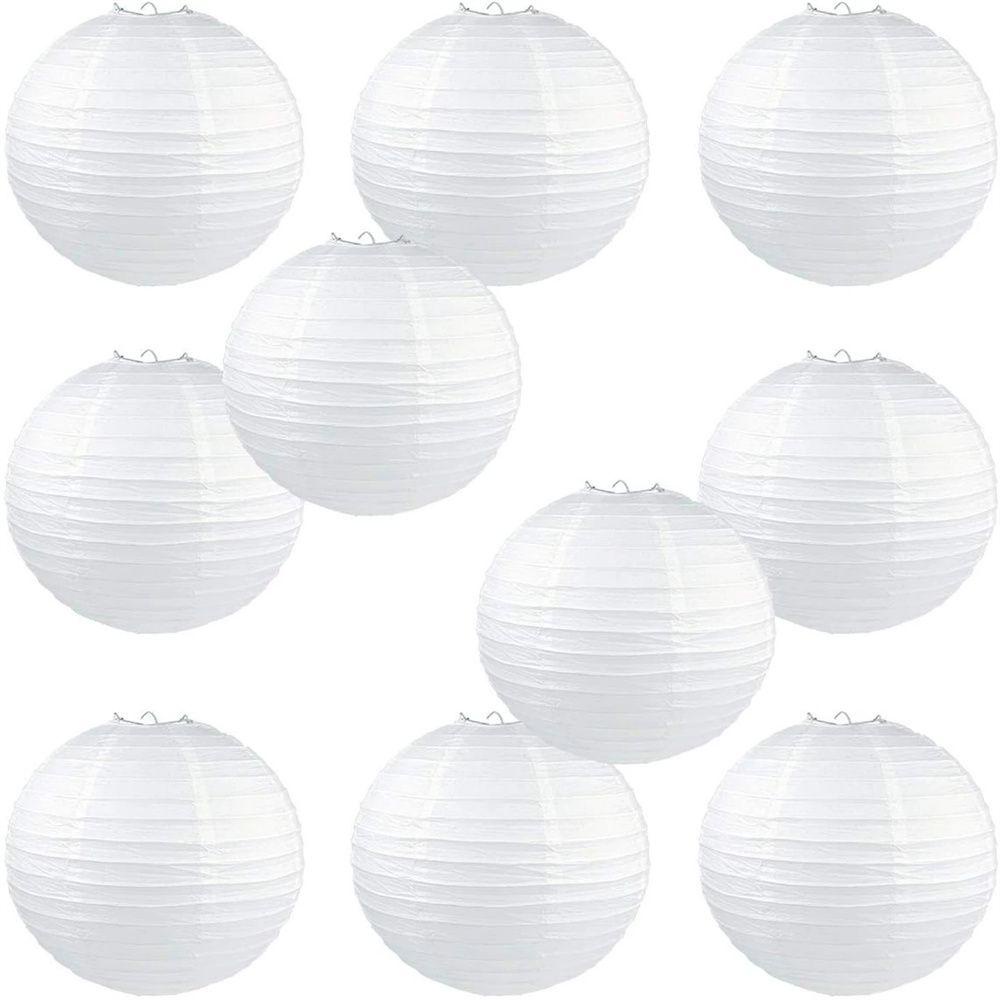 Nickolas1 Lampion Kertas Dekorasi Pesta Pernikahan Bulat Mid Autumn 10 /15 /20 /25 /30 /35 /40cm Hanging Decoration White Lantern