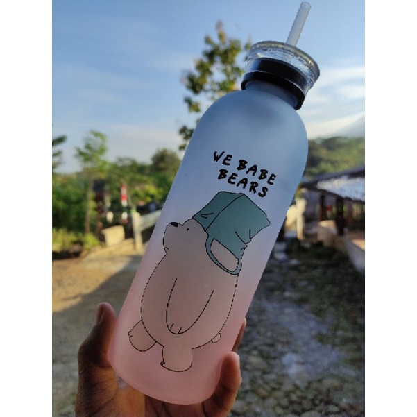 BOTOL MINUM BERGAMBAR 1 LITER FREE STIKER FOOD GRADE