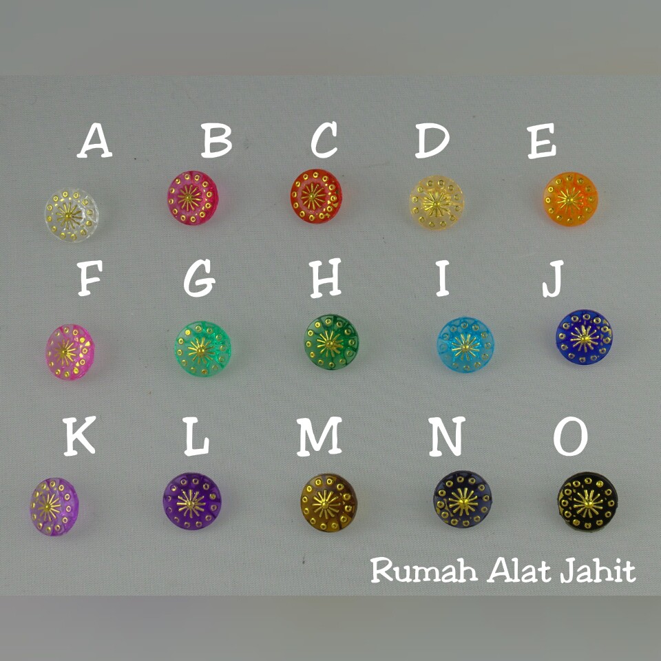 Kancing Akrilik Emas Motif Petasan 12mm