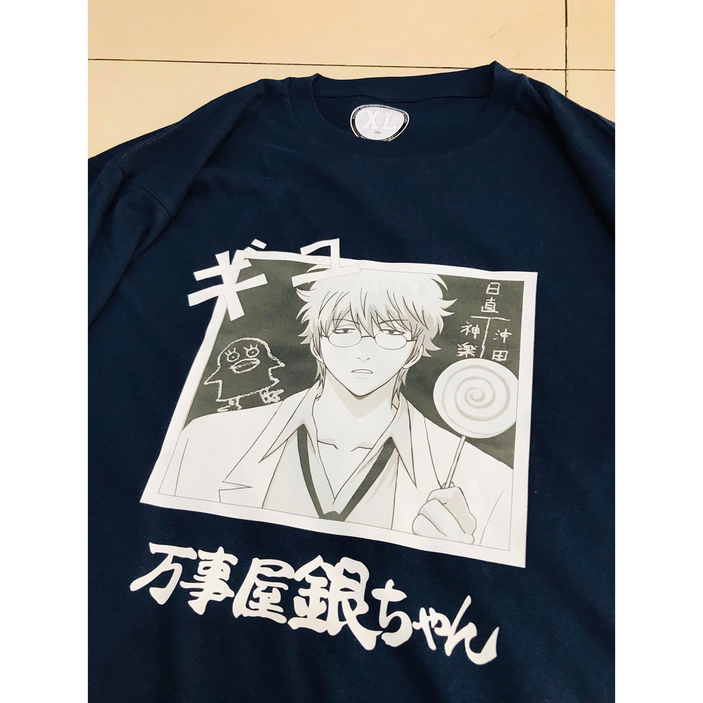 Oversized Gintama Sakata Gintoki Streetfashion Tshirt Kaos Anime Manga Shiroyasha Streetwear