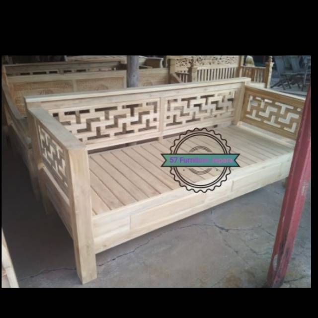 Bangku Daybed Moderen Simpel Kayu Jati - Bale bale Bangku Panjang mentahan