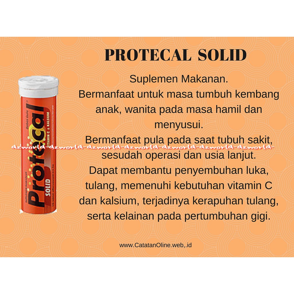 Protecal Solid Vitamin C &amp; Kalsium Minuman 10 Tablet Protecal Solid Tube Vitamin Tulang Orange