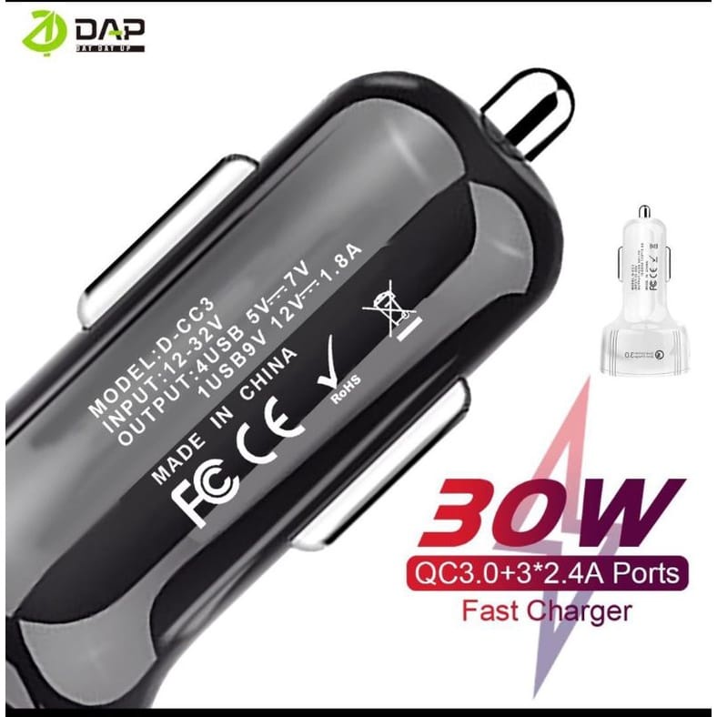 Saver DAP D-CC3 4USD Qualcomm3.0 Charger Mobil DAP D-CC3 4USB Qualcomm 3.0 Casan Mobil DAP D-CC3 4USB Qualcomm3.0 ORIGINAL