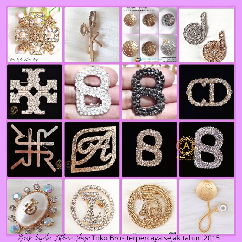 Bros B/bross signature branded /brooch button/Bros hijab buttonscarves Athar shop scarves murah-1