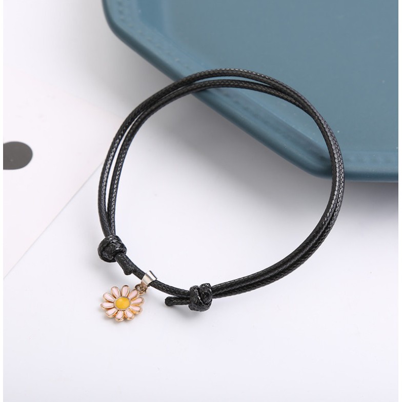 Gelang Tali Kulit Impor Bunga DAISY SAKURA Gaya Punk HipHop Korea Fashion ANTI AIR Pria Wanita