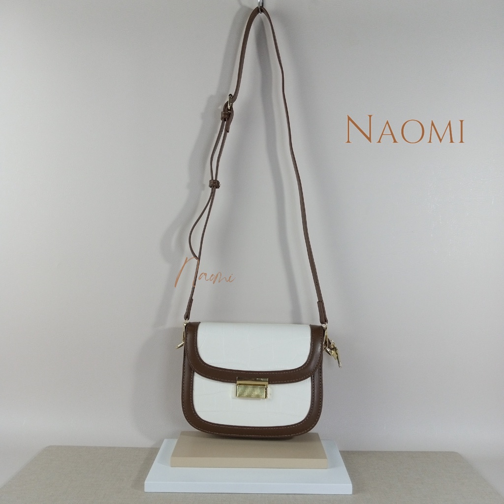 NAOMI - Clarissa Sling Bag Import - Tas Selempĺang Croco Fashion Premium Kulit Wanita - Hand Bag Leather Korea - Handbag Sintetis PU - Tas Wanita - Tas Naomi - Naomi Bag - tas motif croco - women bag