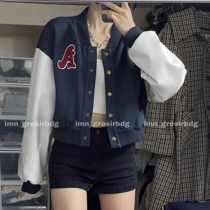 A BASEBALL VARSITY JAKET CROOP - JAKET CROPE BASEBALL KOREAN STYLE TERBARU