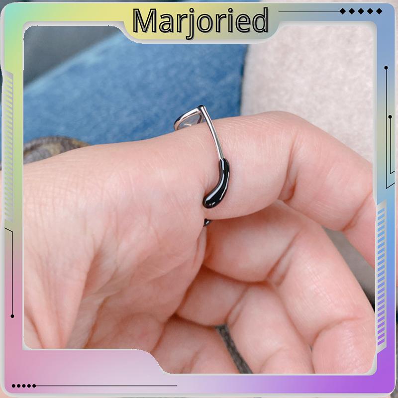 Cincin Model Terbuka Desain Kacamata Enamel Adjustable Untuk Wanita-MJD