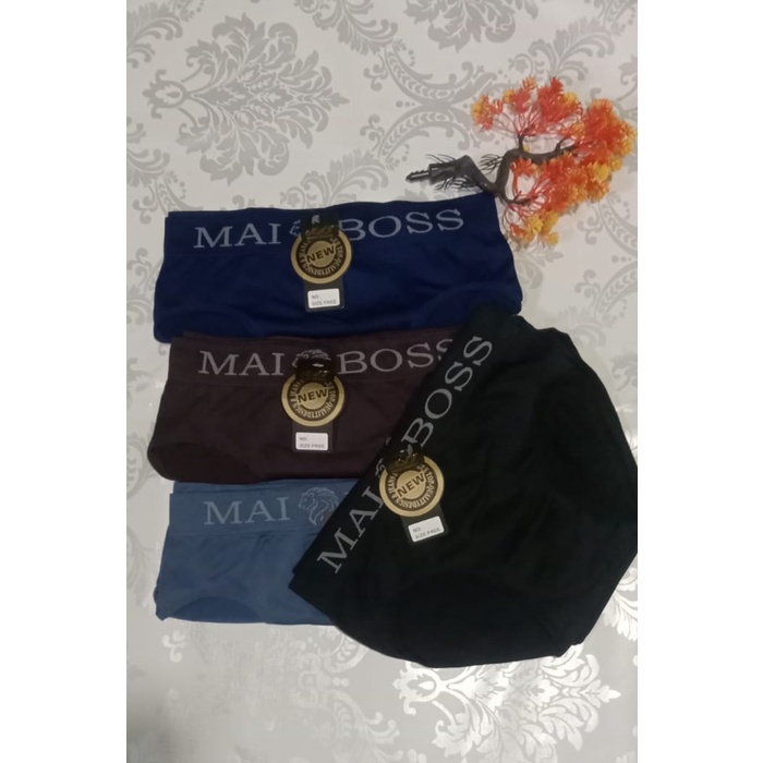 3PCS - Celana Boxer Premium model segi tiga Bahan Rajut Cd Pria Import Boxer Polos