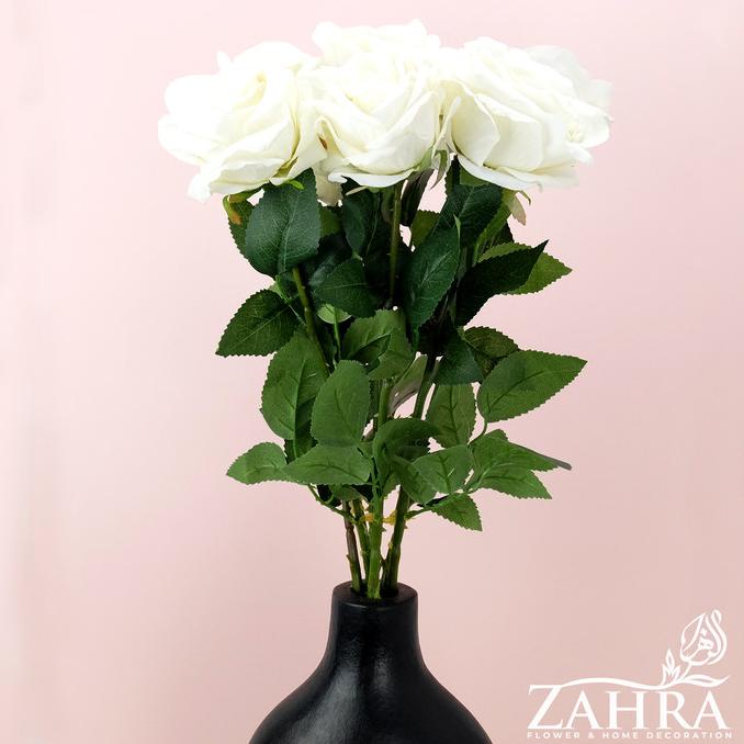 Bunga Zahra Mawar Besar/Bunga Plastik/Bunga Artificial White