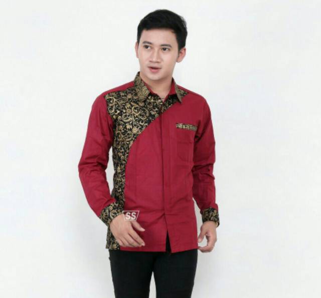 kombinasi kemeja batik SOPAL lengan panjang CLRT m l xl