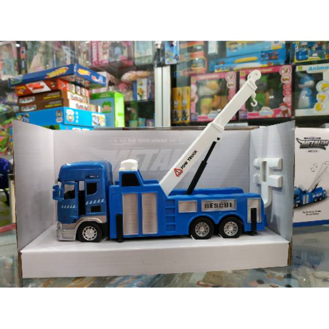  Mainan  Diecast Pullback Metal Car Tow Truck Light and 
