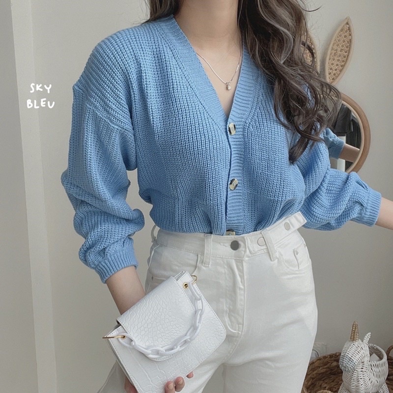 ELLENA BASIC OUTWEAR (7 GET) / MIDI KARDIGAN /RAJUT PREMIUM / BASIC outer-Biru muda