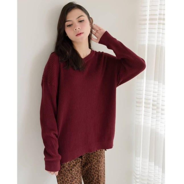 VIONA - QIYA SWEATER - VNECK BOXY RAJUT SWEATER