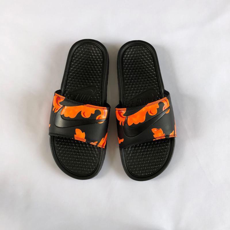 nike slides orange and black