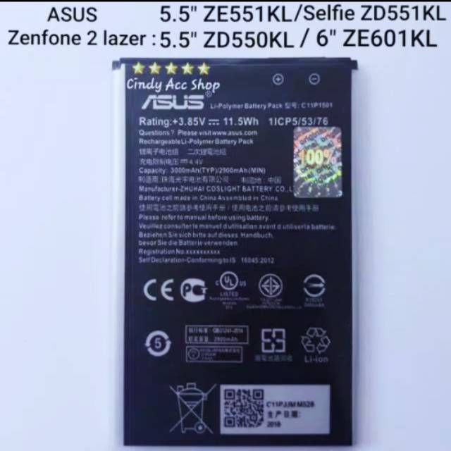 Baterai Original Asus Zenfone 2 Laser ZE550KL ZD551KL ZE601KL Zenfone Selfie ZD551KL Z5E500KG Z00Rd