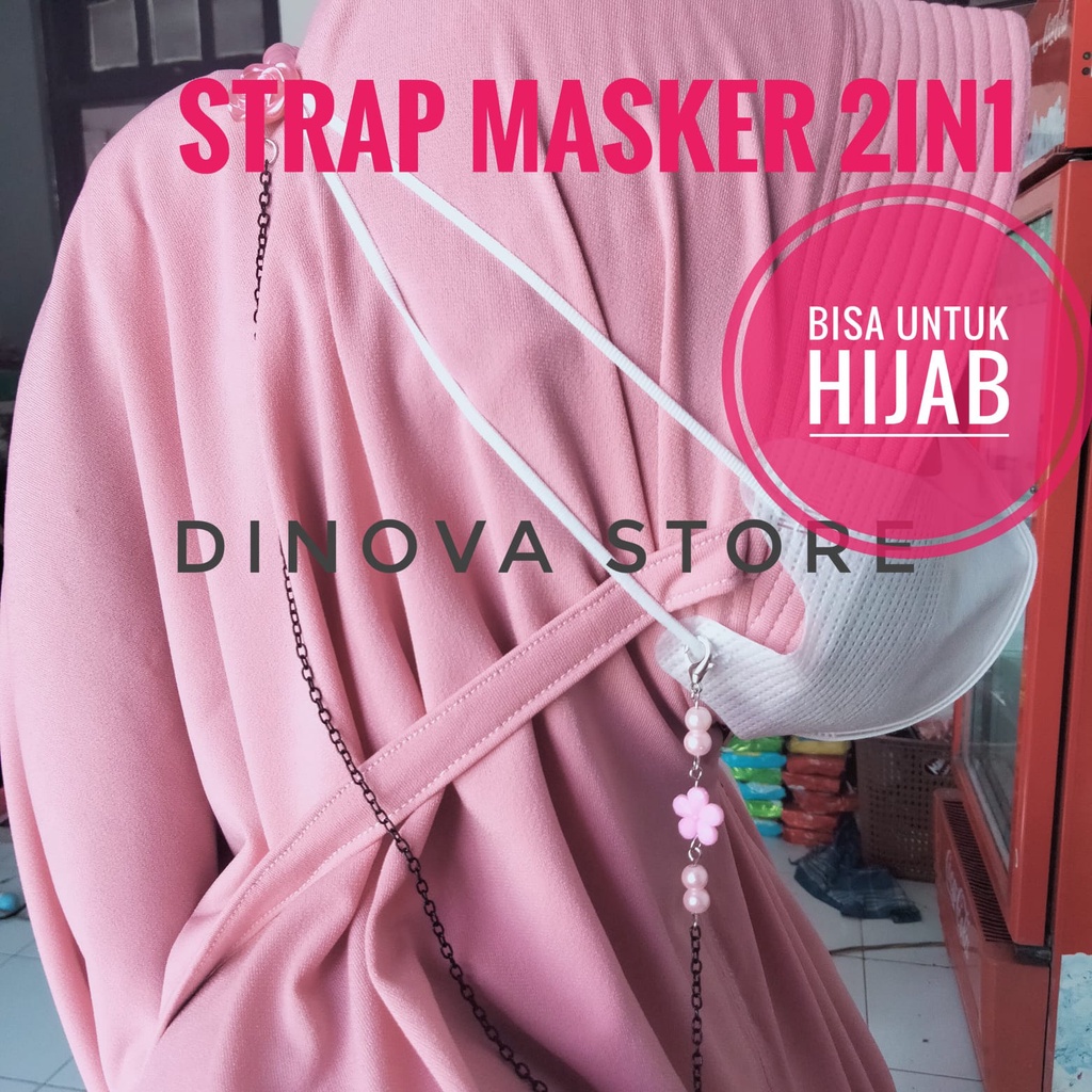 strap masker hijab 2in1 konektor mawar ujung/strap masker kekinian/strap masker hijab/dinova store/pgx/tali masker