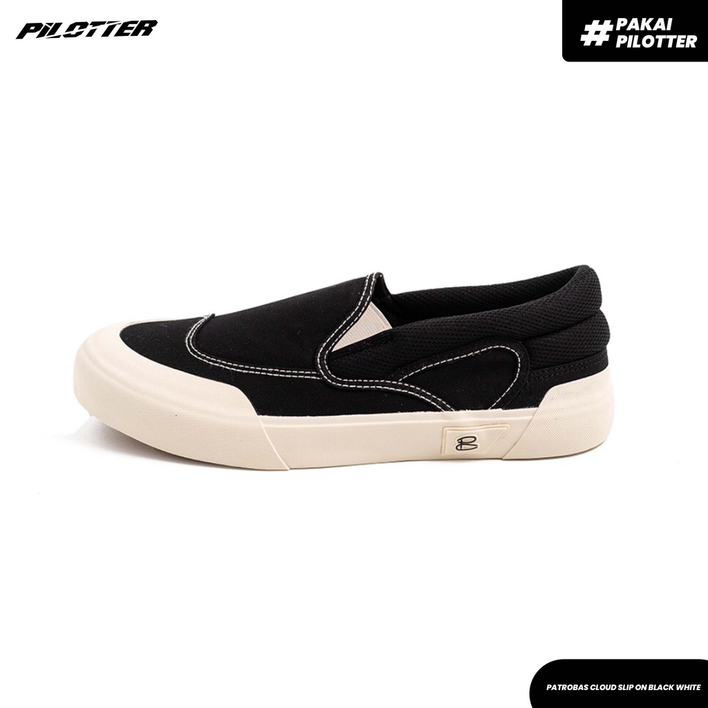 SEPATU SLIP ON PATROBAS CLOUD SLIP ON BLACK WHITE ORIGINAL SNEAKERS LOW PATROBAS ORIGINAL