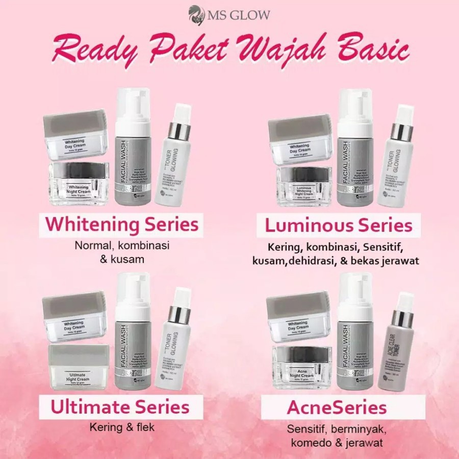 ❤️ Cloudy ❤️ MS GLOW All Series Ultimate / Whitening / Luminous / Acne - Paket Pencerah Wajah - Skincare - Free Pouch