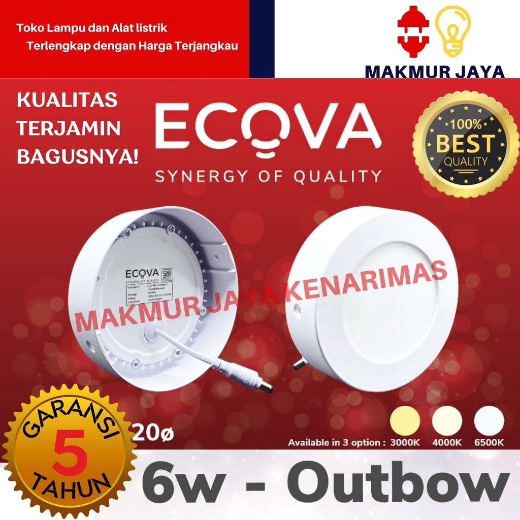 LAMPU LED PANEL LIGHT 6WATT DOWNLIGHT PUTIH OUTBOW BULAT TIPIS 6W WATT