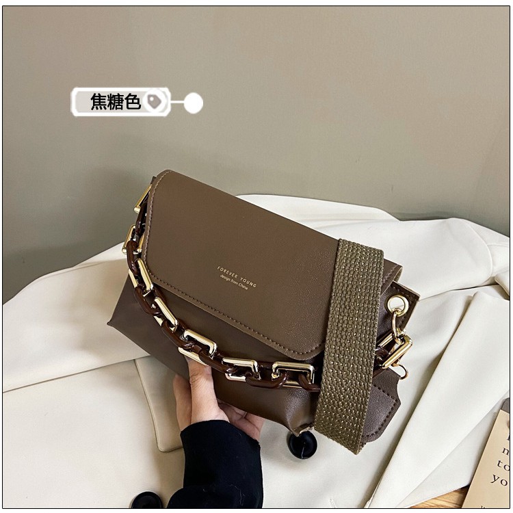 AND COD T210 Tas Slempang Fashion Wanita Style Korea Bahan Kulit PU Dengan Tali Rantai Multifungsi