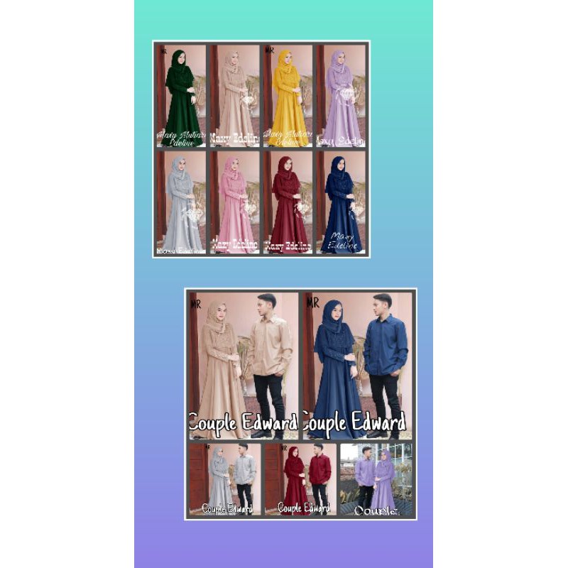 CP EDWARD COUPLE KEMEJA MAXY EDELINE GAMIS DRESS MUSLIM MUTIARA VELVET ( MAXY 3 UKURAN L XL XXL) MR