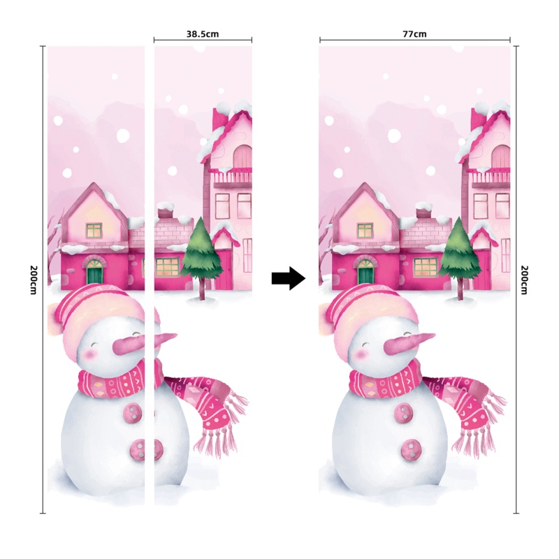 Zzz 2pcs / set Stiker Dinding / Pintu / Kulkas Anti Air Motif Snowman Natal