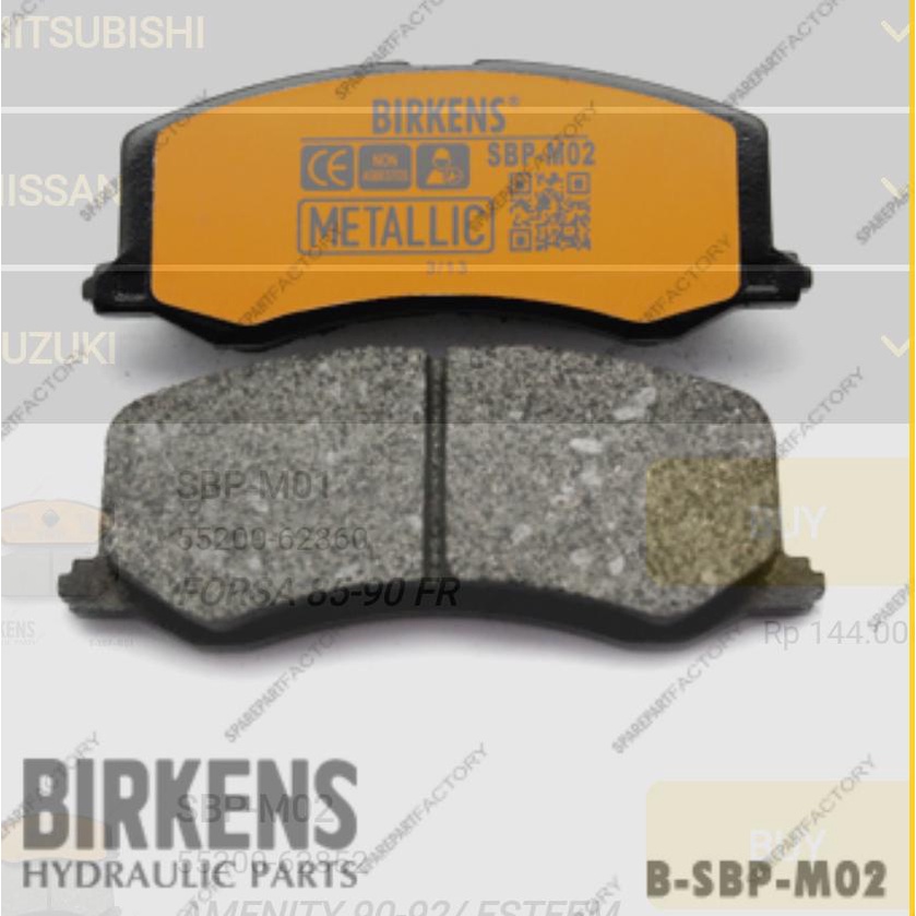 BRAKE PAD KAMPAS REM DEPAN SUZUKI AMENITY / ESTEEM 1,3 METALIC BIRKENS